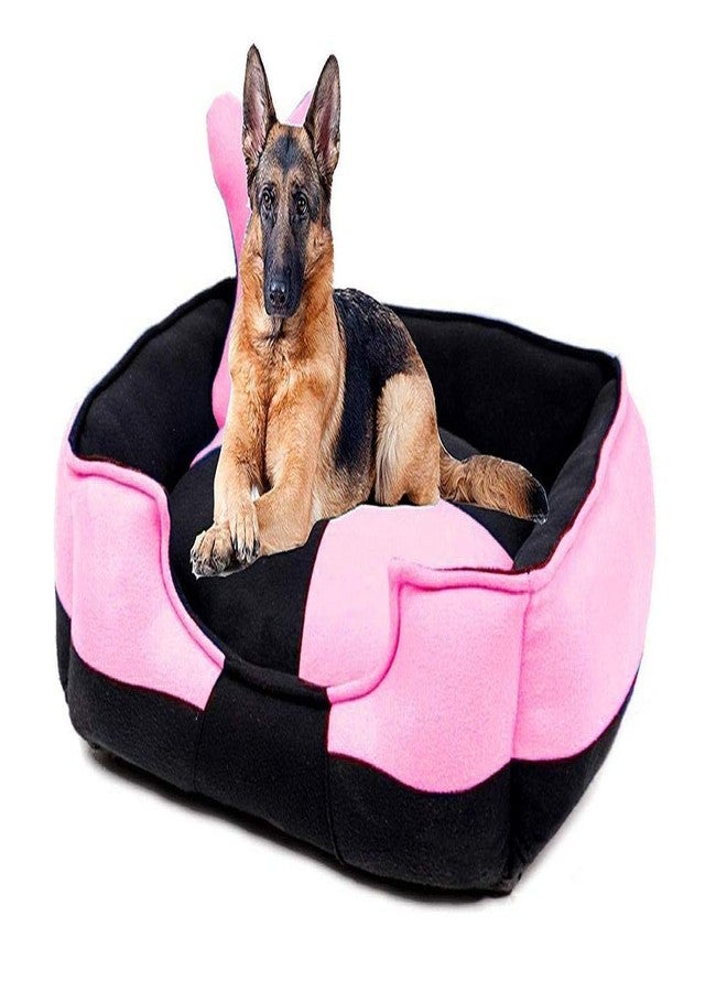 Petslover أريكة Petslover فائقة النعومة من الصوف المحشو بالبوليستر، قابلة للعكس، للكلاب والقطط، وردي وأسود (جودة تصدير) - صغير - Image 1